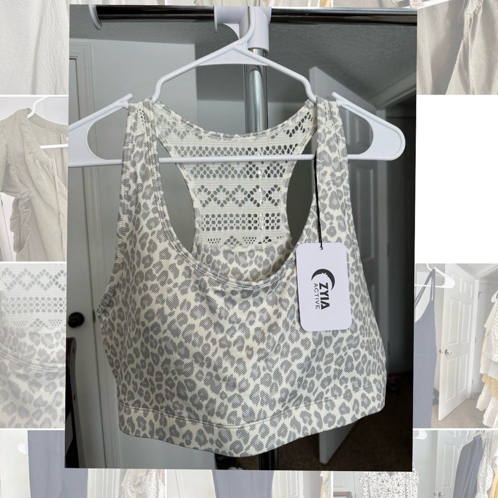 Ziva Active Gray Leopard Sports Bra